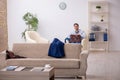 Young businessman employee waiting for business meeting Royalty Free Stock Photo