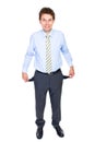 Young businessman with empty pockets, concept Royalty Free Stock Photo