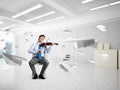 young businessman playing violin Royalty Free Stock Photo