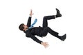 Young businessman falling down in free fall. Isolated on white background Royalty Free Stock Photo