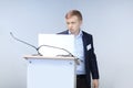 Young Businessman Giving Speech In The Conference Royalty Free Stock Photo