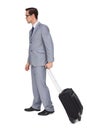 Young businessman with glasses holding a trolley Royalty Free Stock Photo