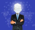 Young businessman have a head as lamp with creativity for succes. Royalty Free Stock Photo