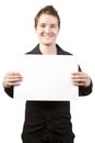 Young businessman holding blank sign Royalty Free Stock Photo