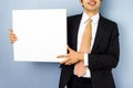 Young businessman holding blank sign Royalty Free Stock Photo