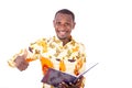 Young businessman holding a document showing his thumb Royalty Free Stock Photo