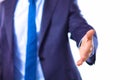 Young businessman holds out his hand with a business card for love Royalty Free Stock Photo