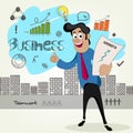 Young Businessman with infographic elements. Royalty Free Stock Photo
