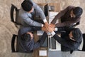 Young businessman joining hand, business team touching hands tog Royalty Free Stock Photo