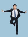 Young  businessman jumping in air Royalty Free Stock Photo