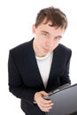 The young businessman with the laptop isolated Royalty Free Stock Photo