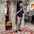 young businessman with a microphone at a public speaking training . Royalty Free Stock Photo