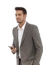 Young businessman with mobile Royalty Free Stock Photo