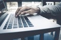 Young businessman multitasking using laptop.Business technology Royalty Free Stock Photo