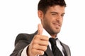 Young businessman OK symbol gesture, isolated