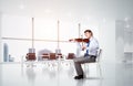 young businessman playing violin Royalty Free Stock Photo