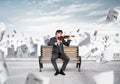 Young businessman plays the violin Royalty Free Stock Photo