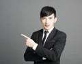 Business man pointing copy space Royalty Free Stock Photo