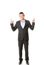 Young businessman pointing upwards Royalty Free Stock Photo