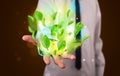 Young businessman presenting eco green leaf recycle energy concept Royalty Free Stock Photo