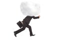 Young businessman running with head in the clouds Royalty Free Stock Photo