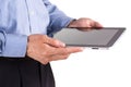 Young businessman's hands working on a tablet pc comuter