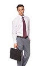 Young businessman in shirt and tie with portfolio Royalty Free Stock Photo