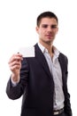 Young businessman showing empty business card Royalty Free Stock Photo