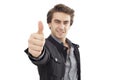 Young businessman showing OK sign with his thumb up Royalty Free Stock Photo