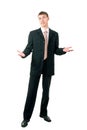 Young businessman shrugging