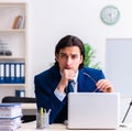 Young businessman sitting and working in the office Royalty Free Stock Photo