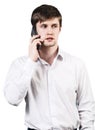 Young businessman speaks on the phone Royalty Free Stock Photo