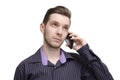 Young businessman talking on cell phone Royalty Free Stock Photo