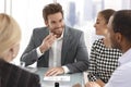 Young businessman talking at meeting Royalty Free Stock Photo