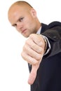 Young businessman thumb down