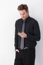 Young businessman using mobile phone Royalty Free Stock Photo