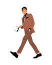 Young business man walking side view vector. Royalty Free Stock Photo