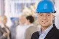 Young businessman wearing hardhat