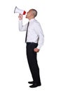 Young Asian Businessman Screaming Using Megaphone, Mad Expression Royalty Free Stock Photo