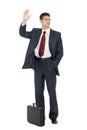 Young businessman with a welcoming gesture Royalty Free Stock Photo