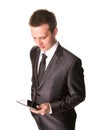 Young businessman working on a tablet pc comuter