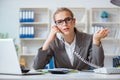 The young businesswoman accountant working in the office