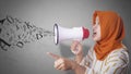 Young Businesswoman Angry, Screaming Using Megaphone Royalty Free Stock Photo