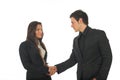 Young businesswoman and businessman shaking hands Royalty Free Stock Photo