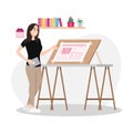 Young businesswoman carrying paper documents vector