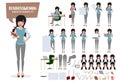 Young businesswoman character creation vector set. Business woman characters female office staff employee. Royalty Free Stock Photo