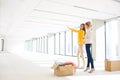 Young businesswoman discussing with female colleague in new office Royalty Free Stock Photo