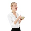 Young businesswoman eating salad Royalty Free Stock Photo