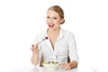 Young businesswoman eating salad Royalty Free Stock Photo