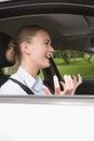 Young businesswoman experiencing road rage Royalty Free Stock Photo